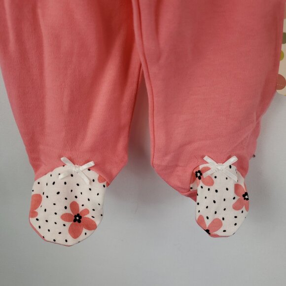 Little Me Baby Girl 3 Piece Set Lng Slv Floral Top Pink Pant Footed & Hat Sz 3M - Picture 5 of 11